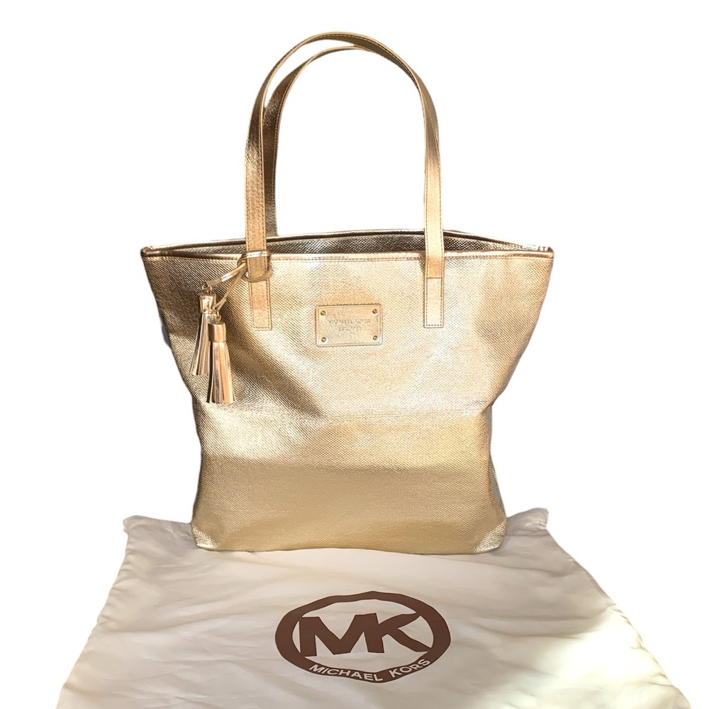MICHAEL KORS Gold Shopper Tote Bag